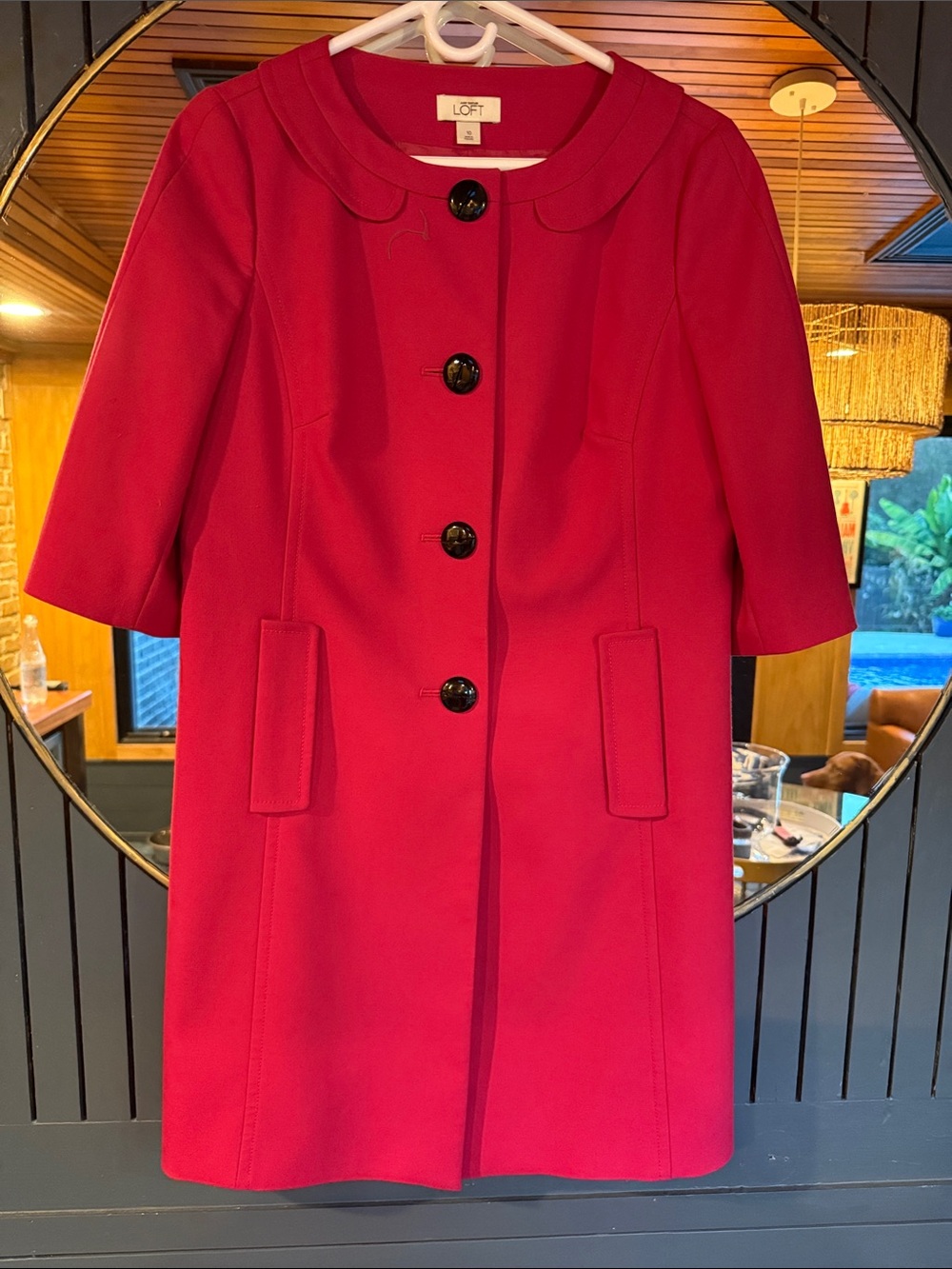 LOFT Bright Red Short-Sleeve Pea Coat